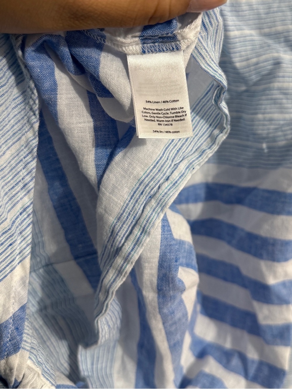 Vineyard Vines Top Womens 2 Button Up Tie Front Striped Linen Blend Preppy - Picture 5 of 10